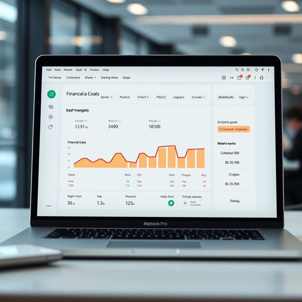 A mock-up of the budgeting tool's dashboard showing multiple financial goals.