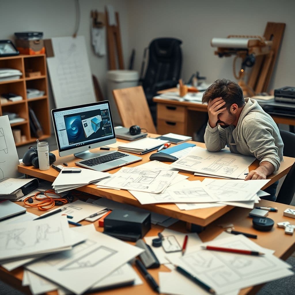 A cluttered workspace with multiple tabs open for different design and manufacturing tools.