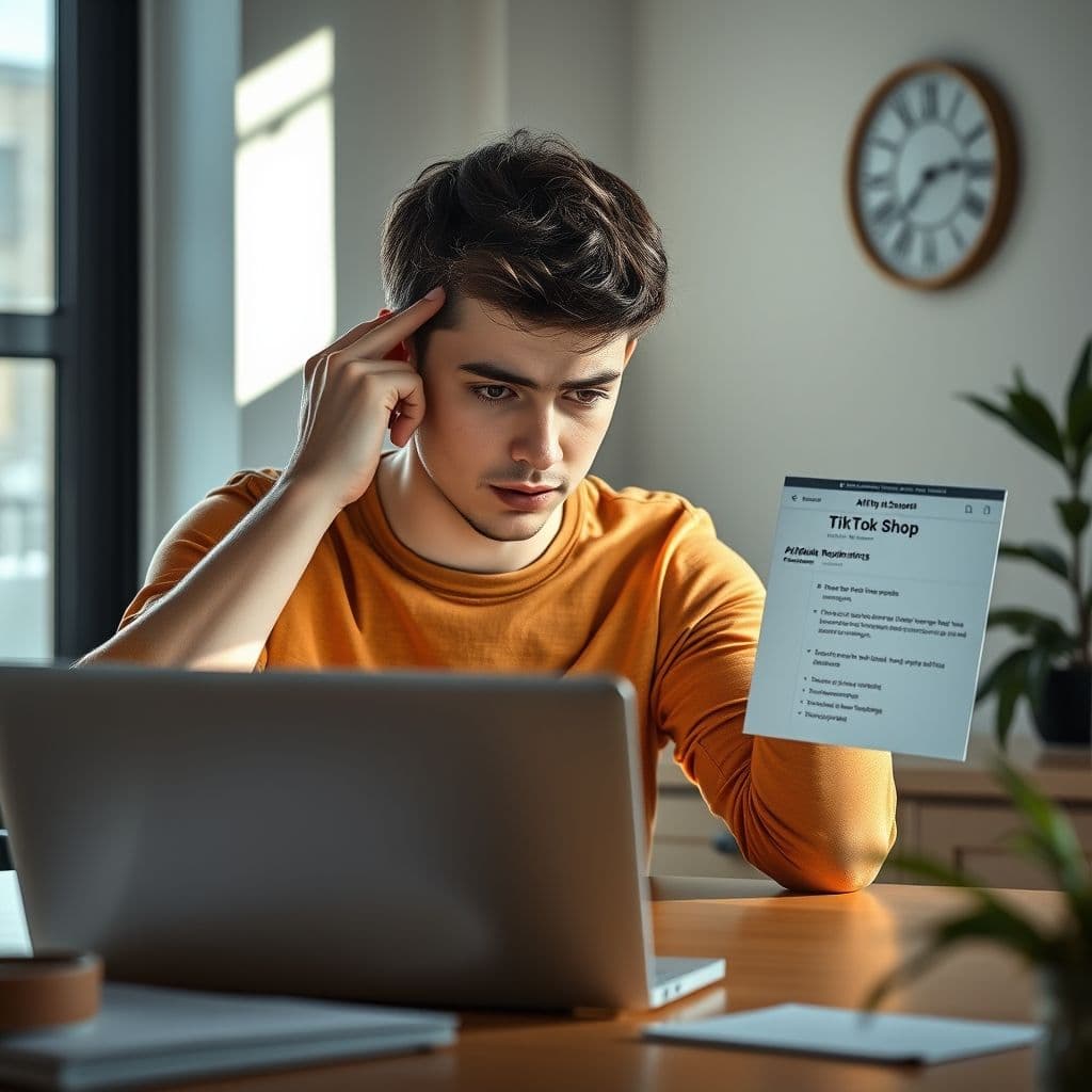 Confused creator looking at TikTok Shop application requirements