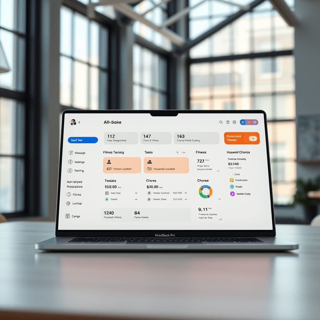 A sleek, modern dashboard of a unified productivity platform.