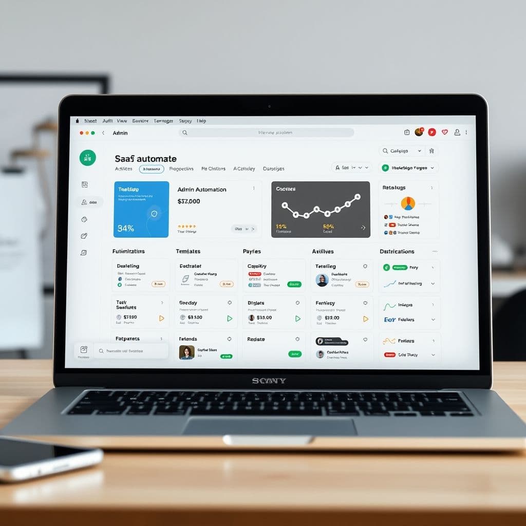 Conceptual interface of an AI automation platform showing various workflow templates.