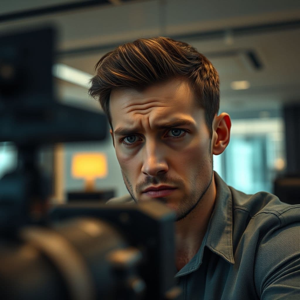 A frustrated employee in a meeting, unsure about recording laws.