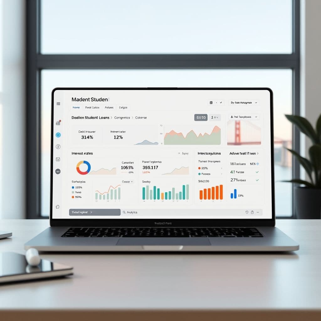 Conceptual dashboard of a student loan management SaaS platform