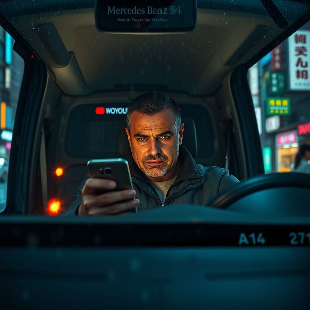 Frustrated delivery driver looking at phone with multiple app waitlist notifications