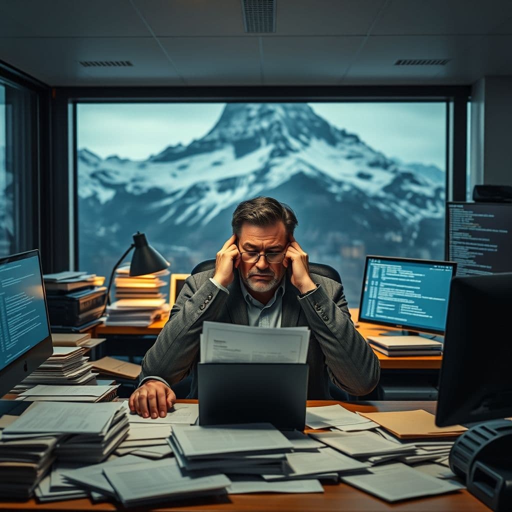 A leader buried under a mountain of tasks and responsibilities.