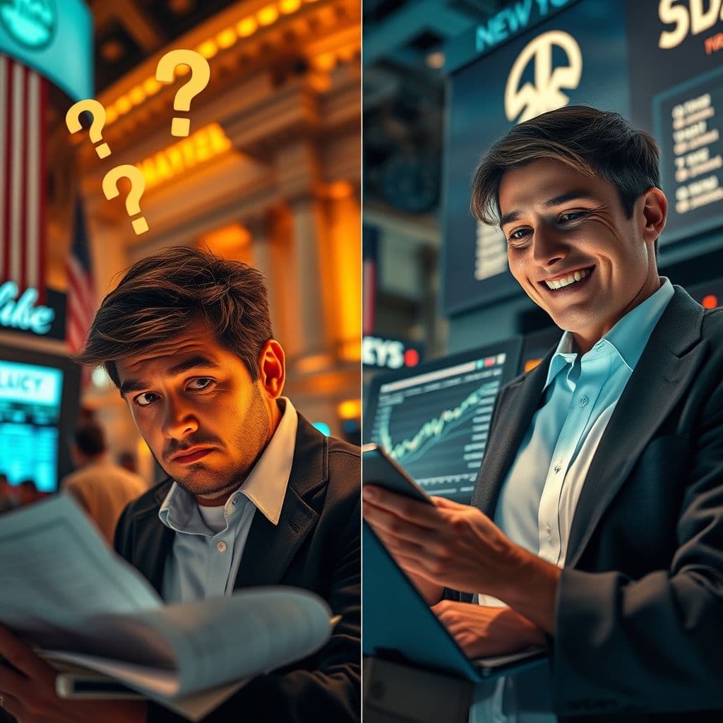 Side-by-side comparison of confused vs. confident Roth IRA investors.
