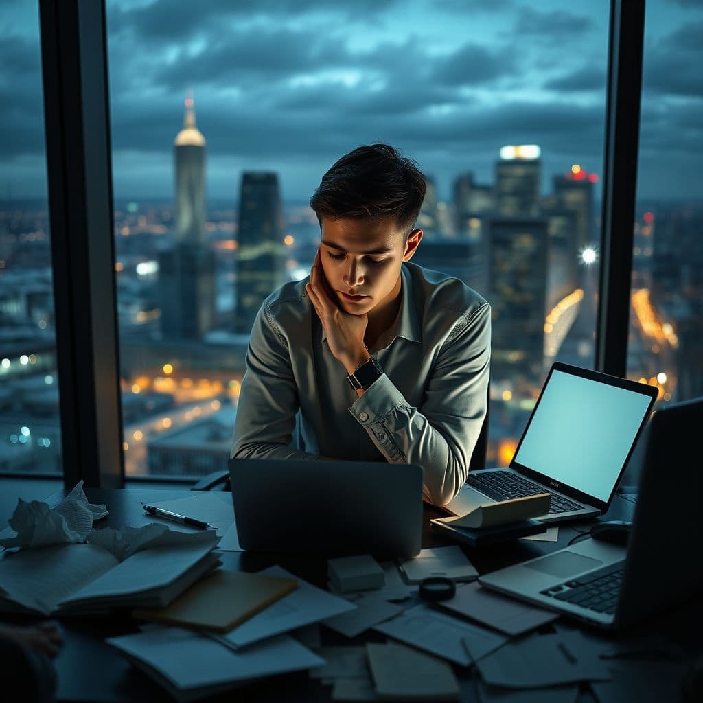 A person holding their head in exhaustion, symbolizing burnout.