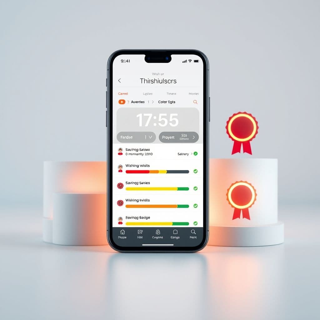 Conceptual interface of a gamified budgeting app.