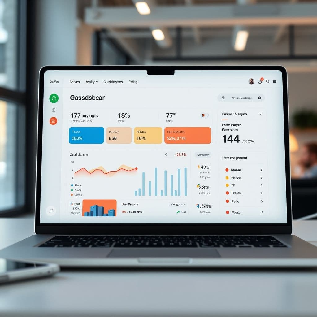 A sleek SaaS dashboard showing marketing analytics and shipping options.