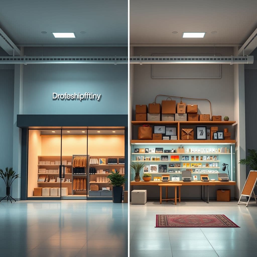 Comparison of successful vs struggling dropshipping stores.