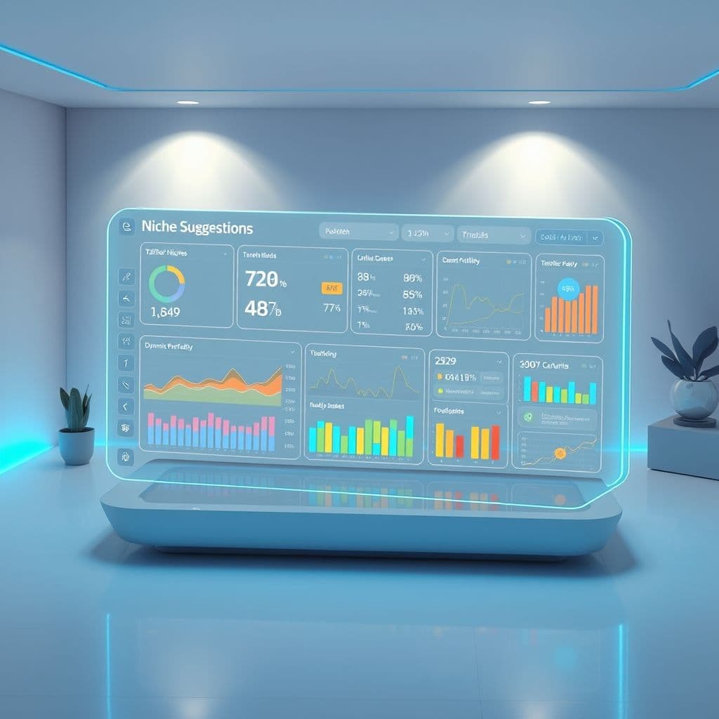 Conceptual interface of a niche finder SaaS dashboard