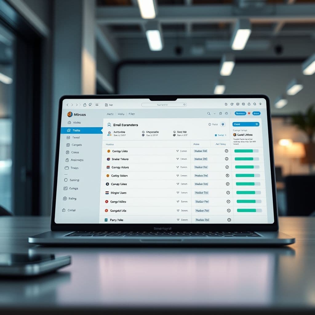 Conceptual interface of customizable email management SaaS.