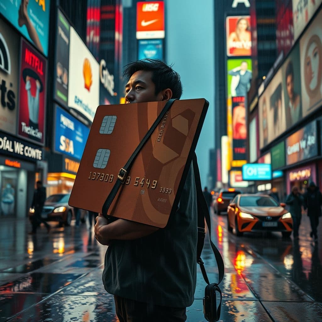 A visual representation of the emotional and financial burden of credit card debt.