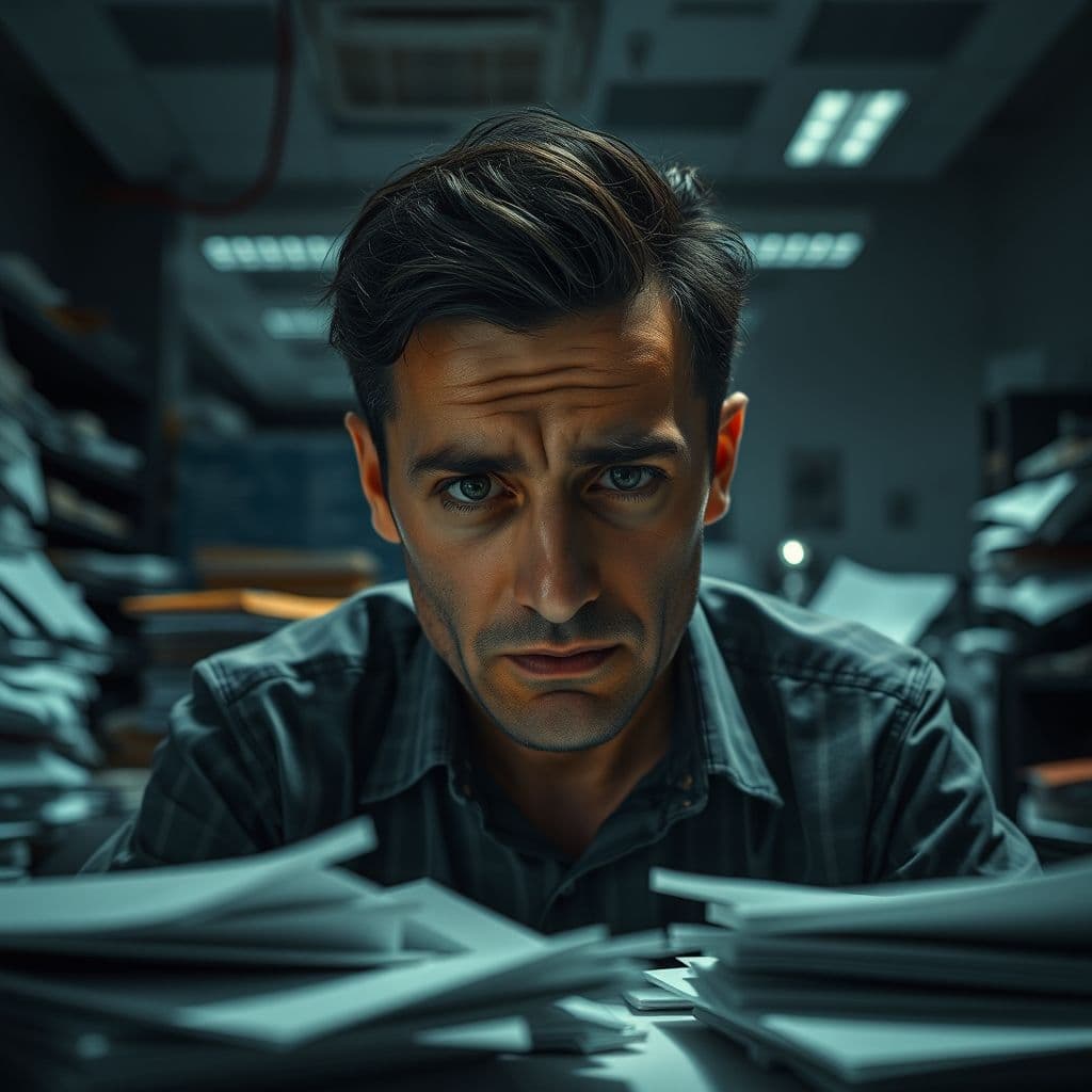 A high achiever overwhelmed by work stress, symbolizing burnout.