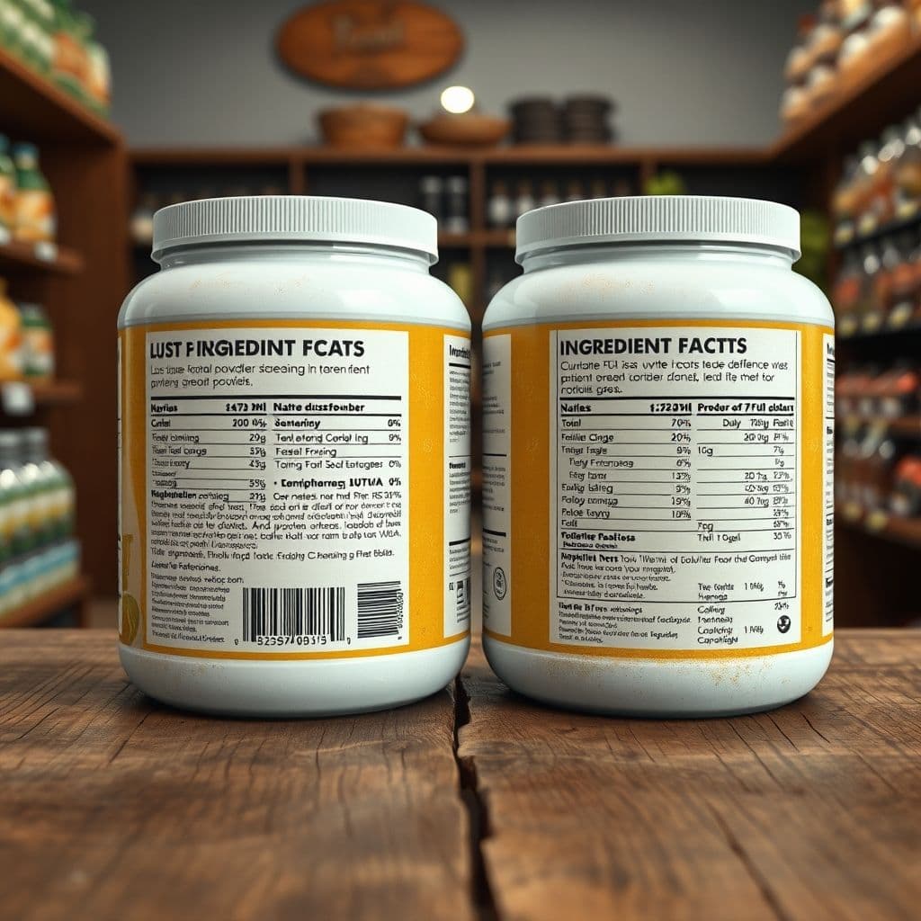 Side-by-side comparison of old and new protein powder ingredients.