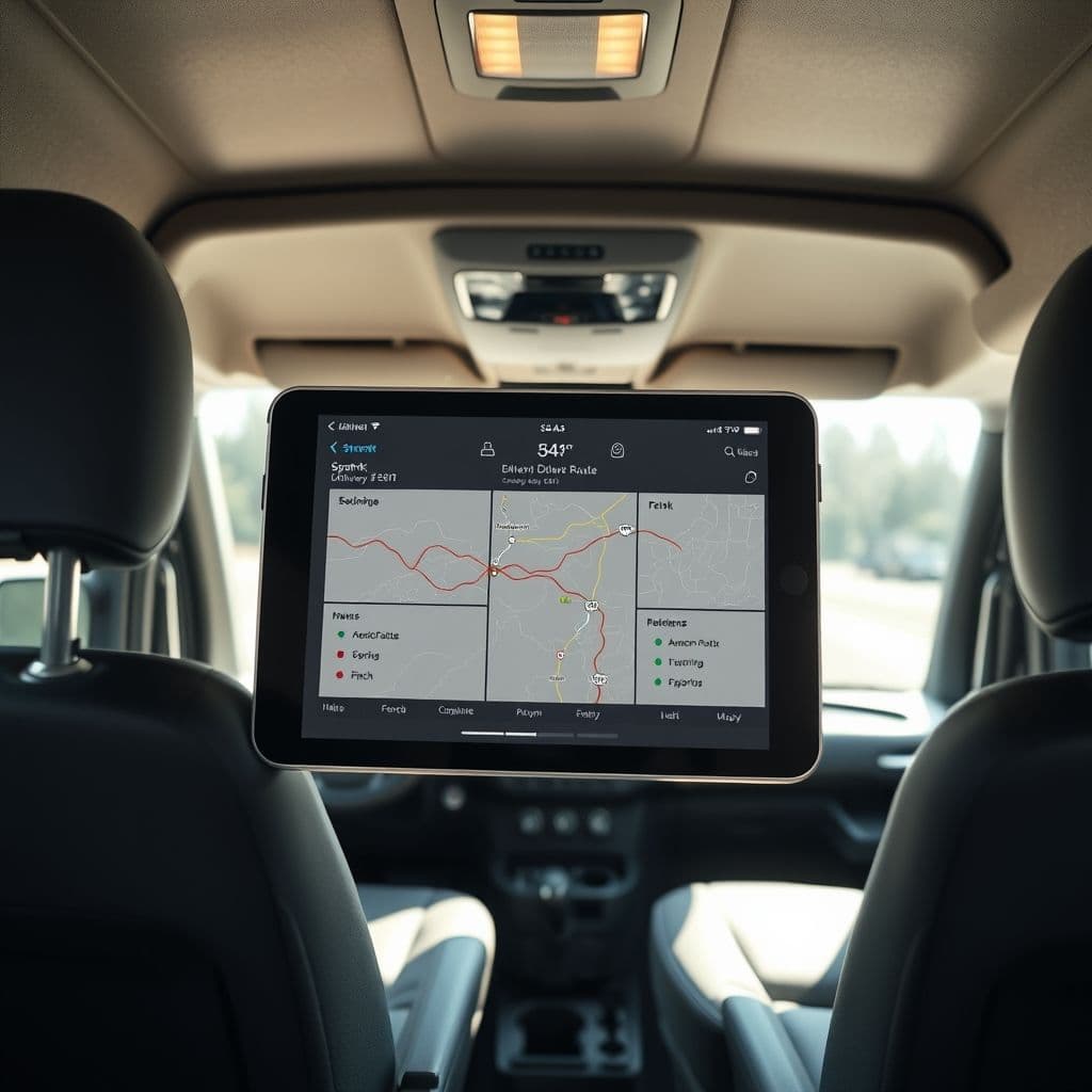 Conceptual dashboard showing optimized delivery routes across multiple apps