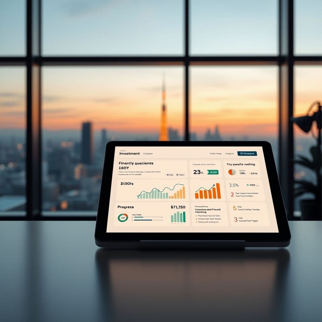 Conceptual interface of an investment coaching platform showing personalized recommendations