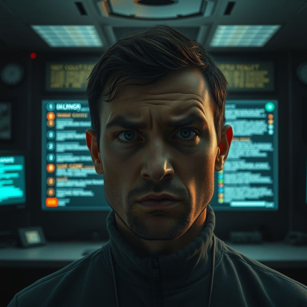 Frustrated user staring at a blank AI interface with error messages.