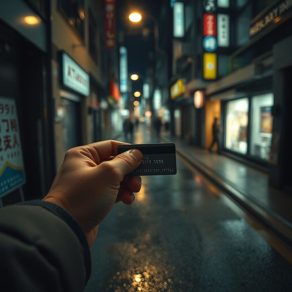 A person holding a credit card with a stressed expression, symbolizing the burden of debt.