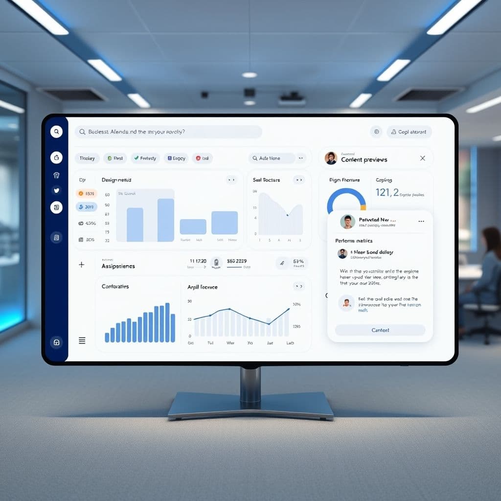 Conceptual interface of AI marketing SaaS dashboard.