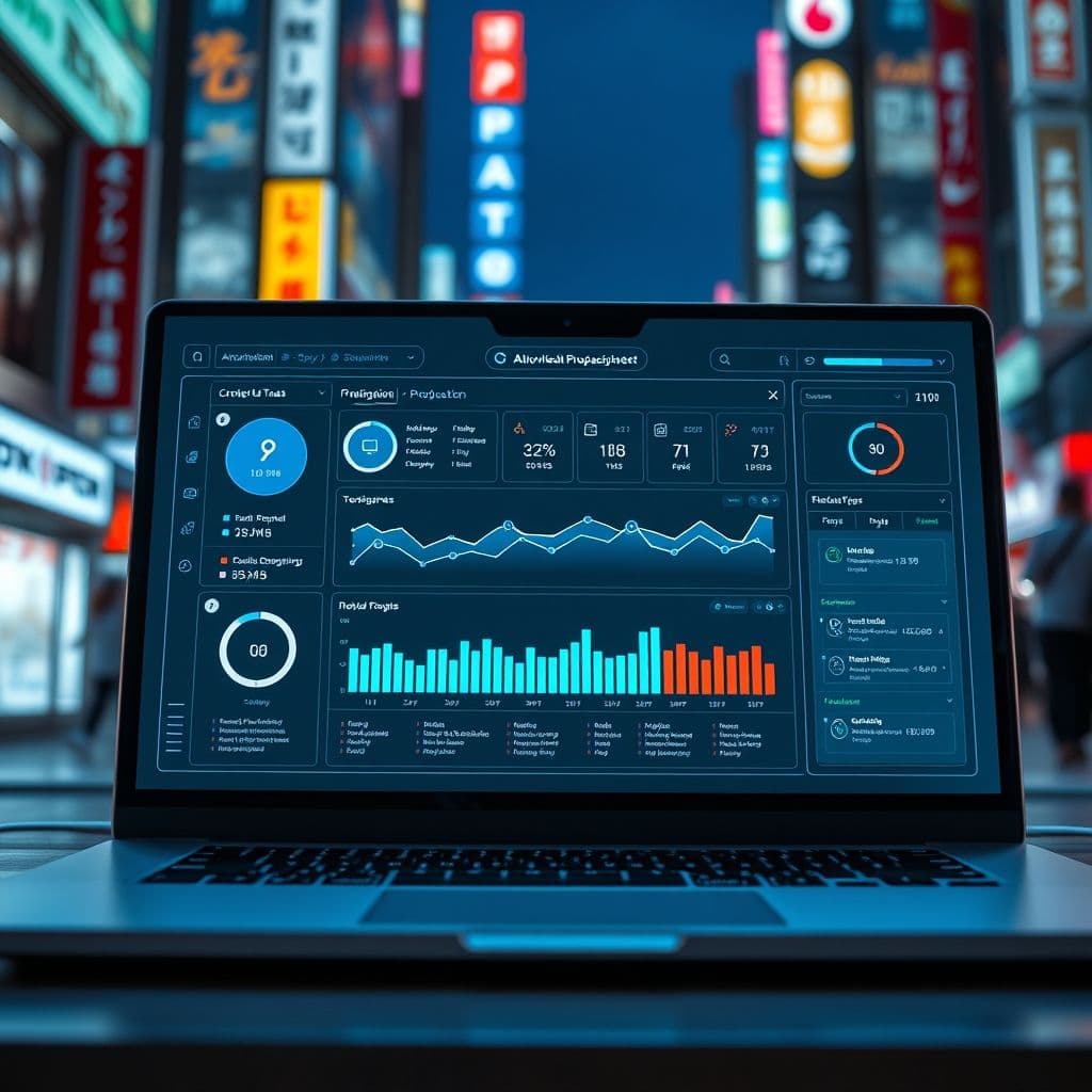 A futuristic AI dashboard consolidating multiple productivity tools into one interface.