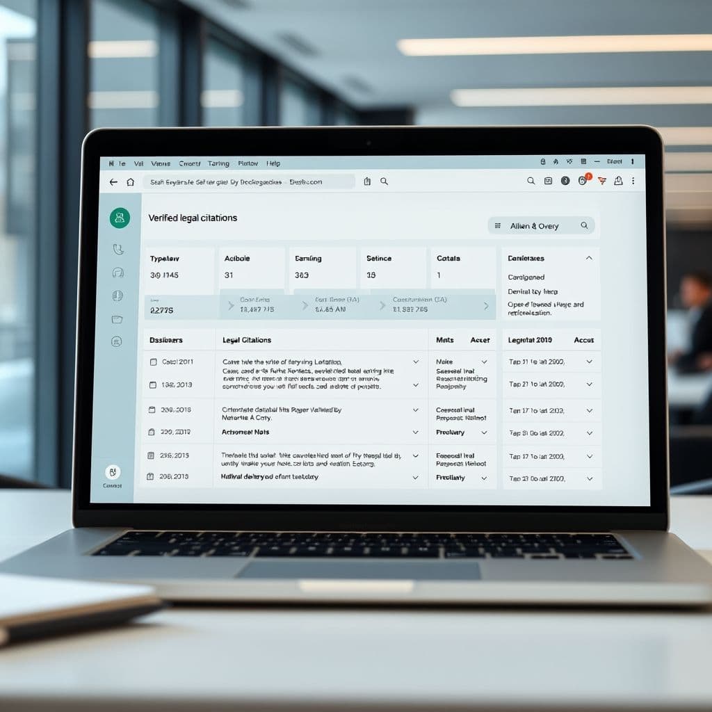 Conceptual interface of a legal verification SaaS platform.