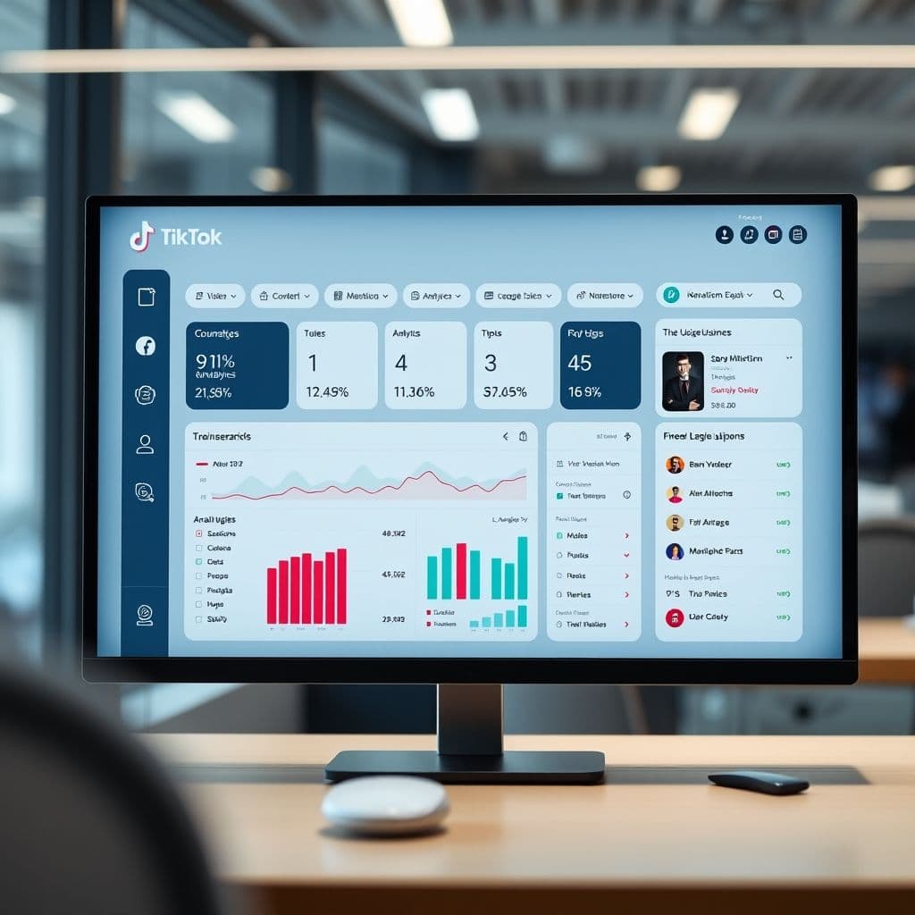 A mock-up of a SaaS dashboard for TikTok small business tools.