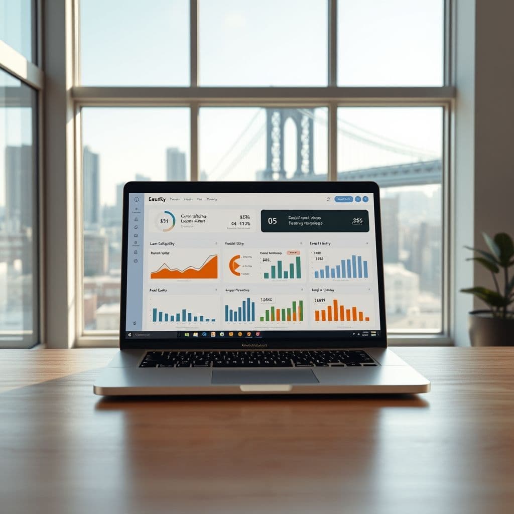 A sleek dashboard showing real estate investment metrics and debt management tools.