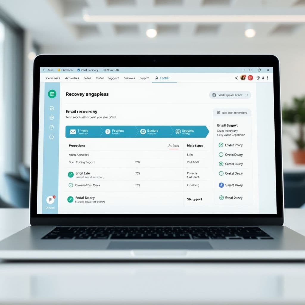 Conceptual interface of an email recovery dashboard.