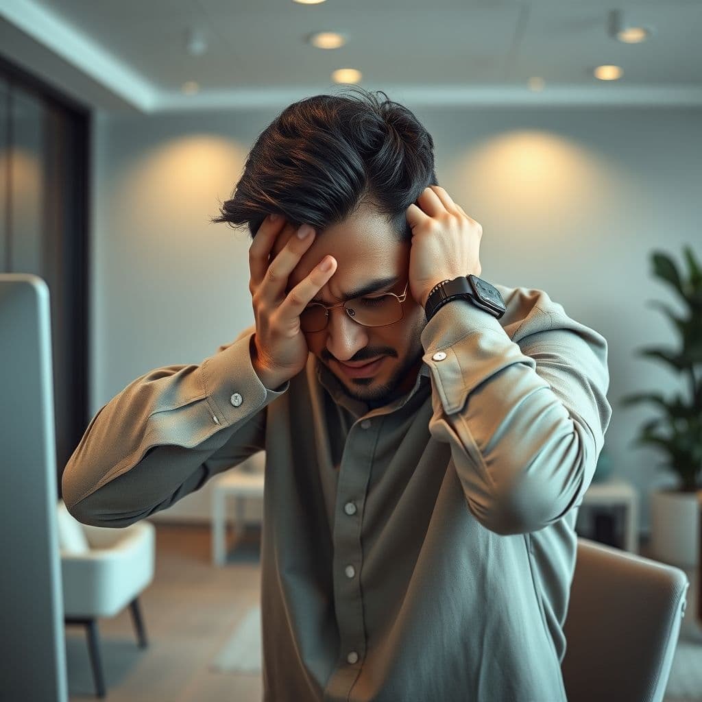 Frustrated professional watching slow AI agent process