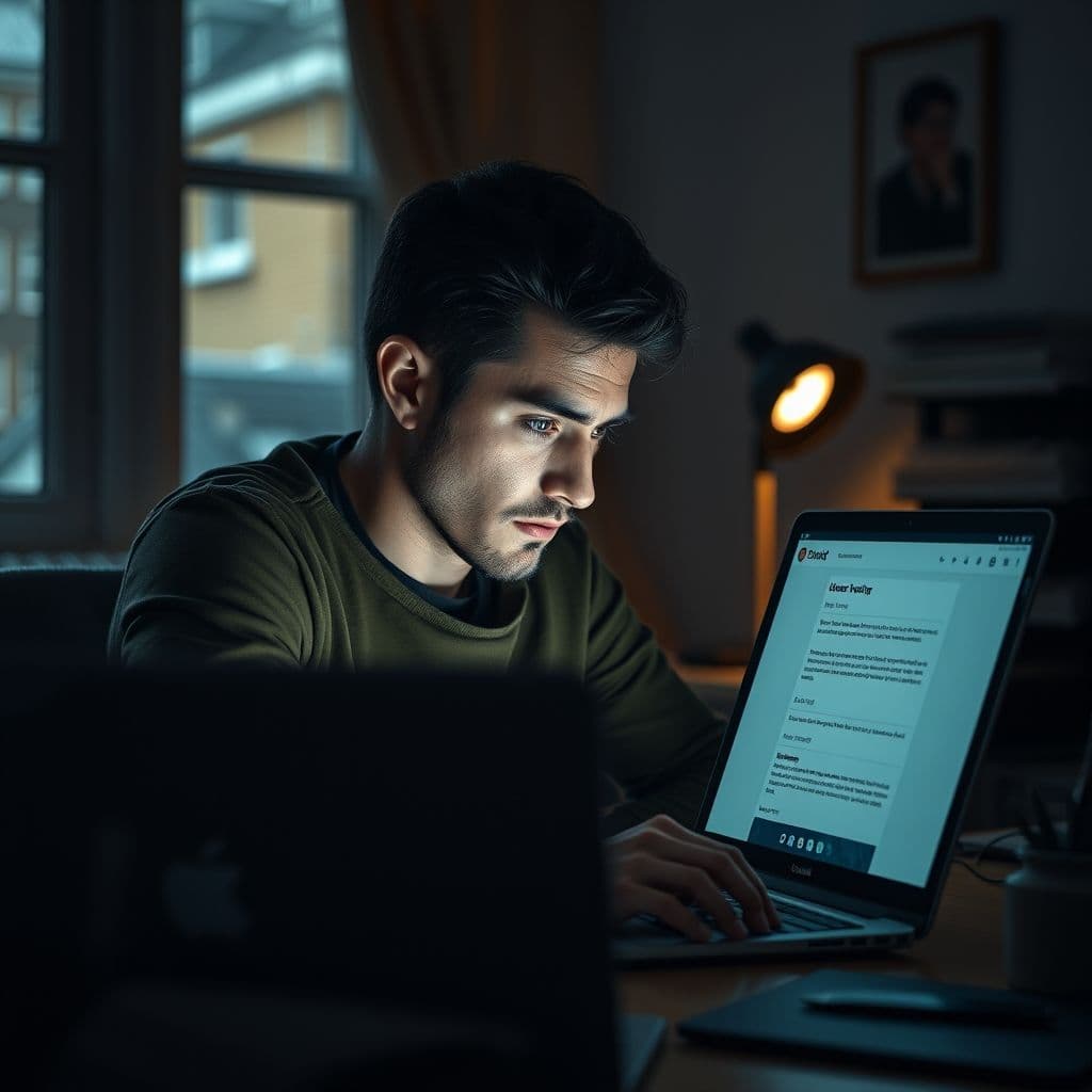Frustrated freelancer staring at an unresponsive email screen