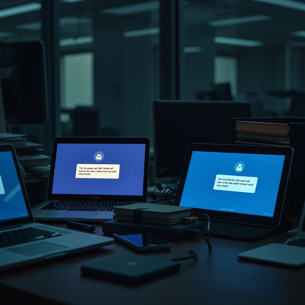 Multiple devices showing Outlook login errors simultaneously.