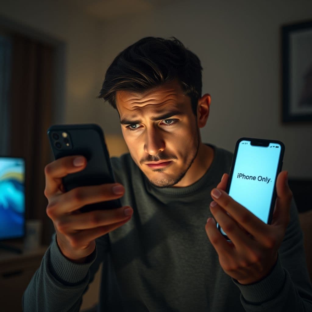 Android user frustrated by iPhone-only app limitations.