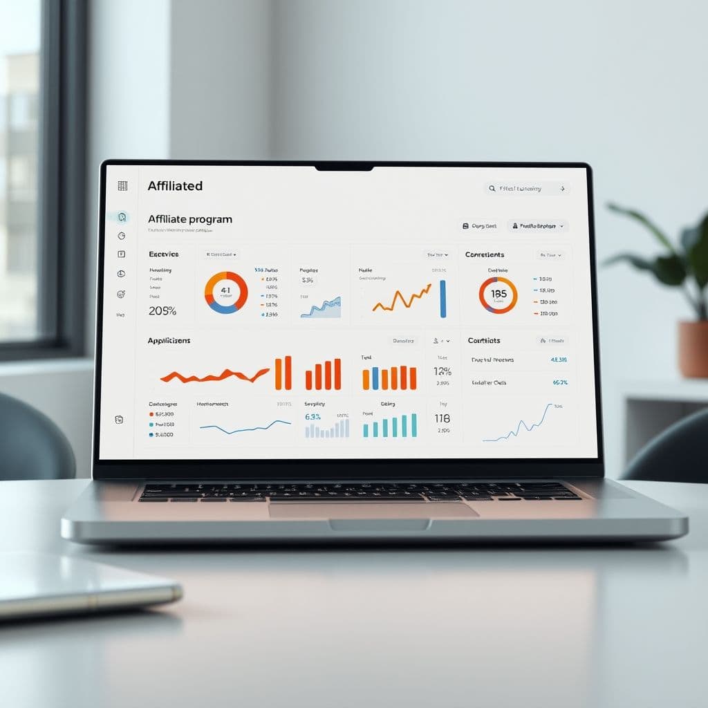 A sleek SaaS dashboard displaying affiliate program analytics.
