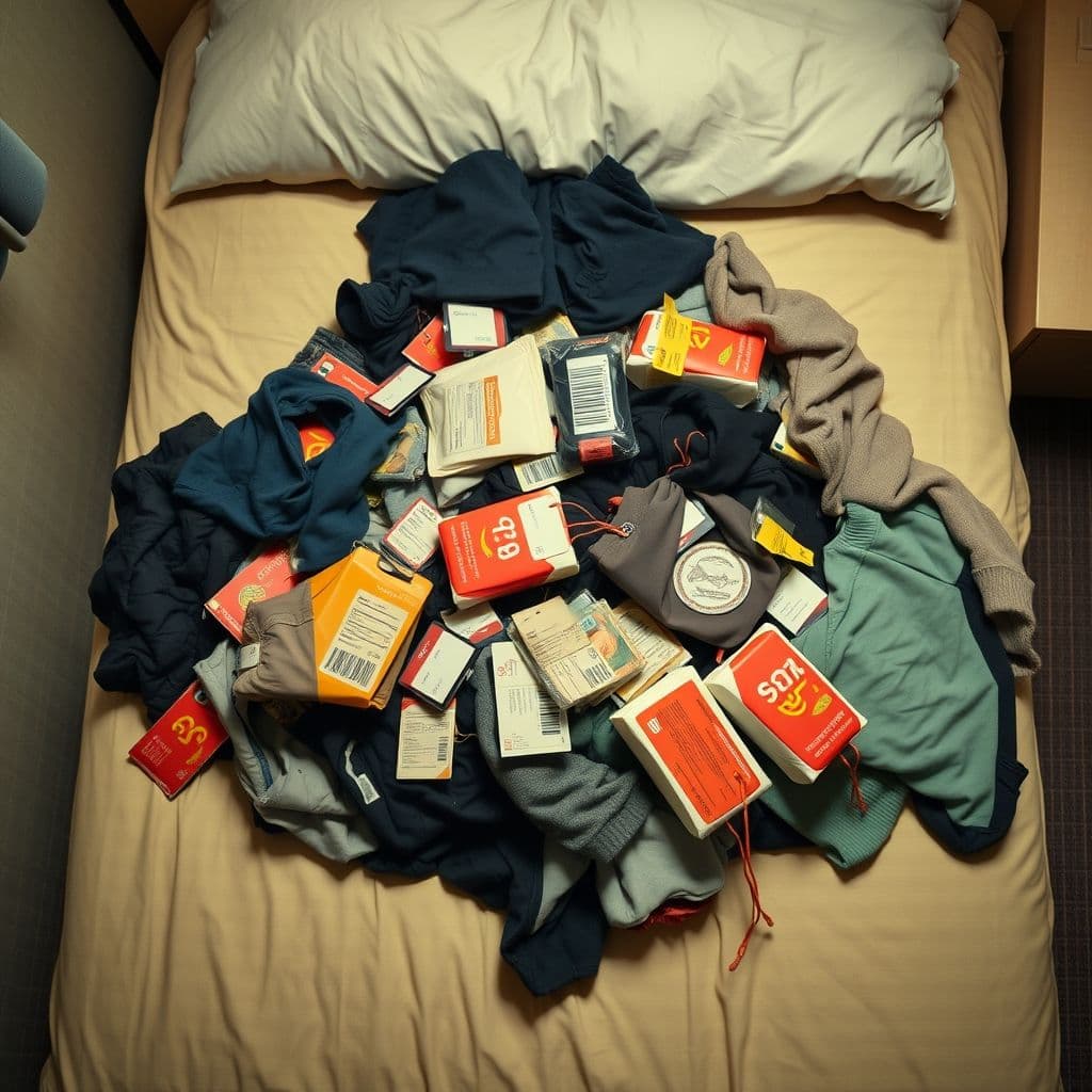Pile of clothes with price tags representing wasted spending during weight loss.