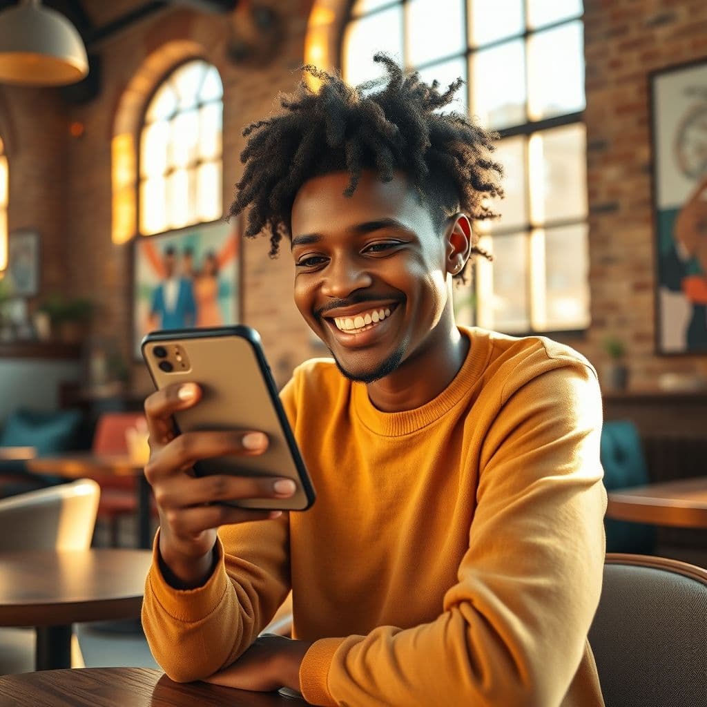 A person happily saving money from their paycheck with a modern budgeting app interface in the background.