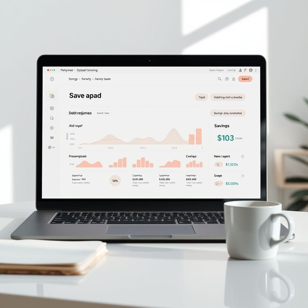 A mock-up of the DebtEase dashboard showing debt payoff progress.