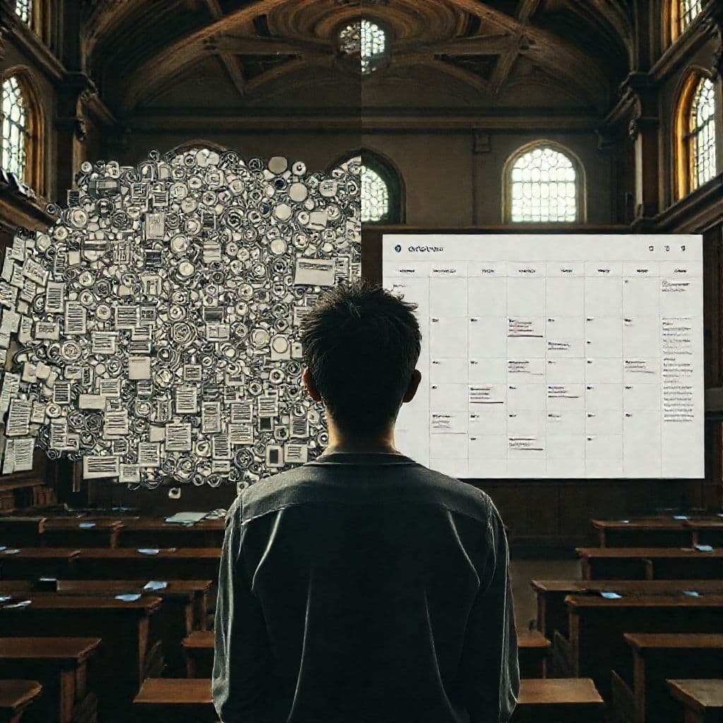 Side-by-side comparison showing Notion's complexity versus Google Calendar's simplicity