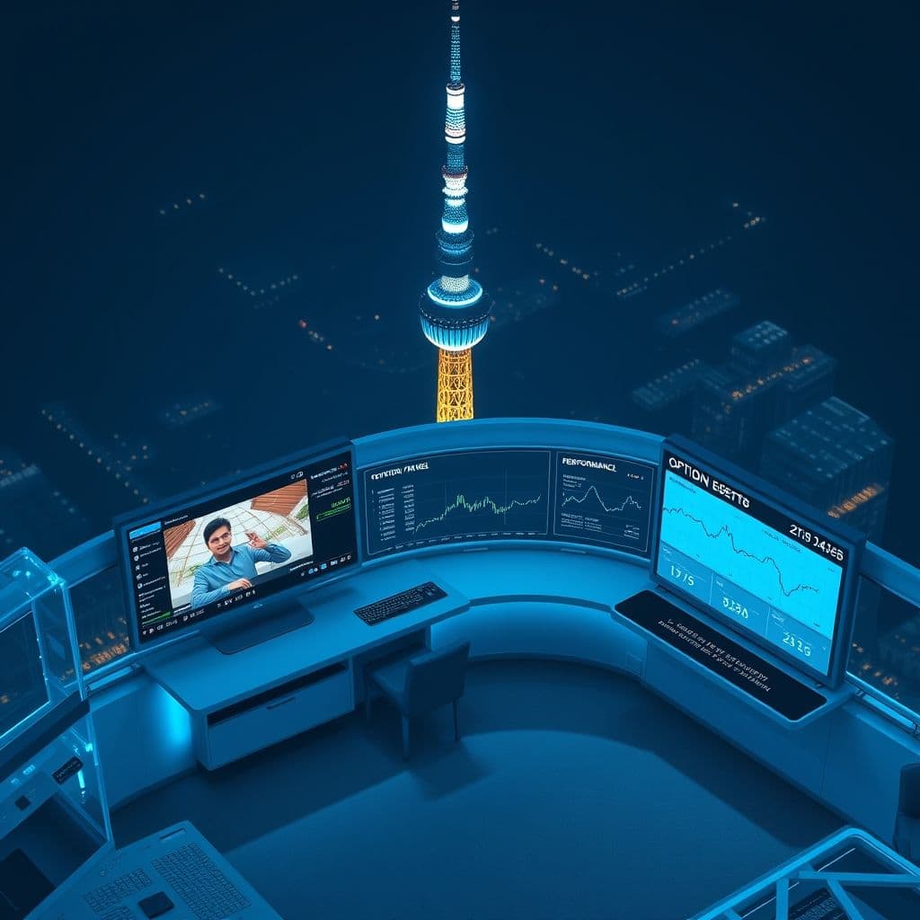 Conceptual interface of an options trading educational platform.