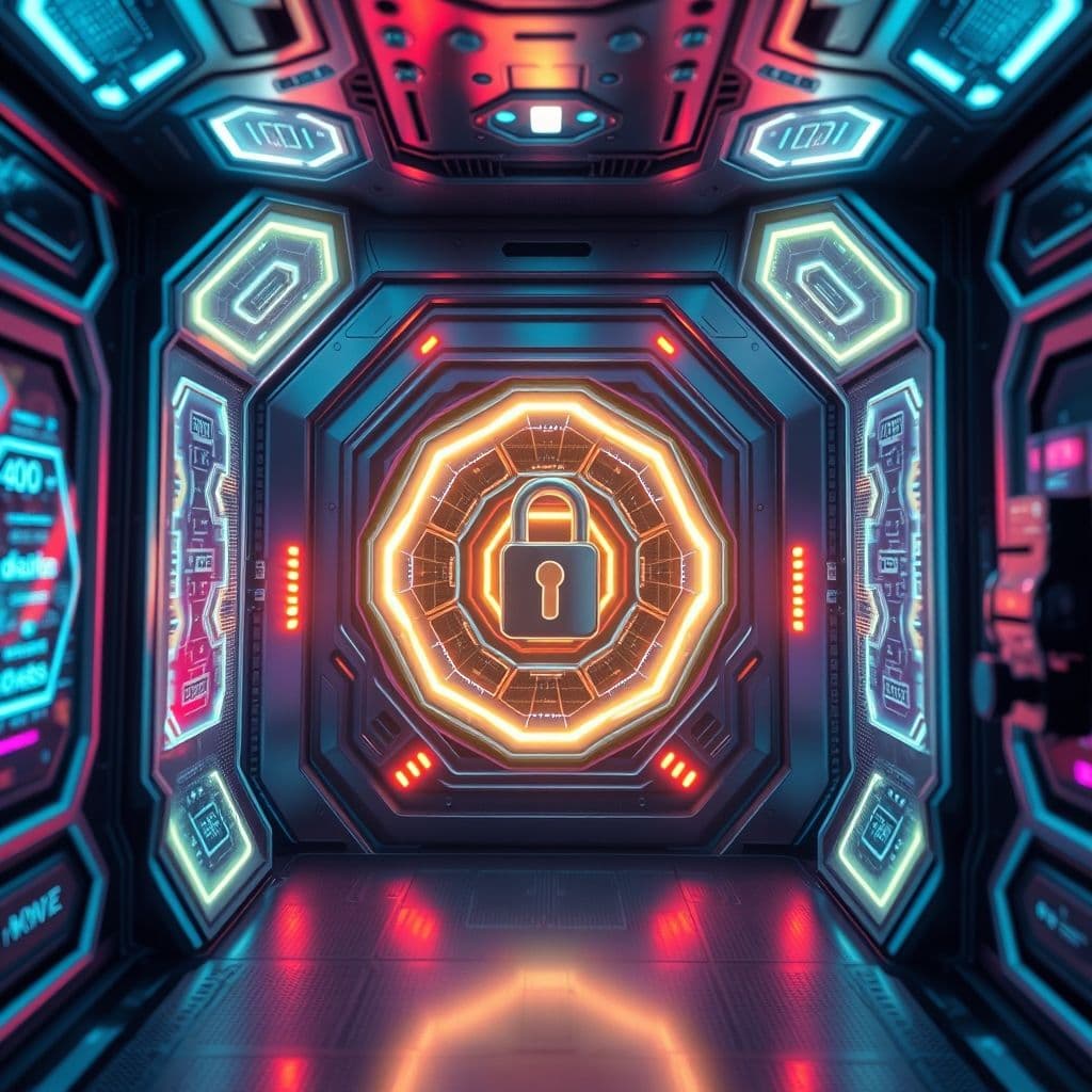 A conceptual image of a secure digital vault protecting user data from unauthorized access.