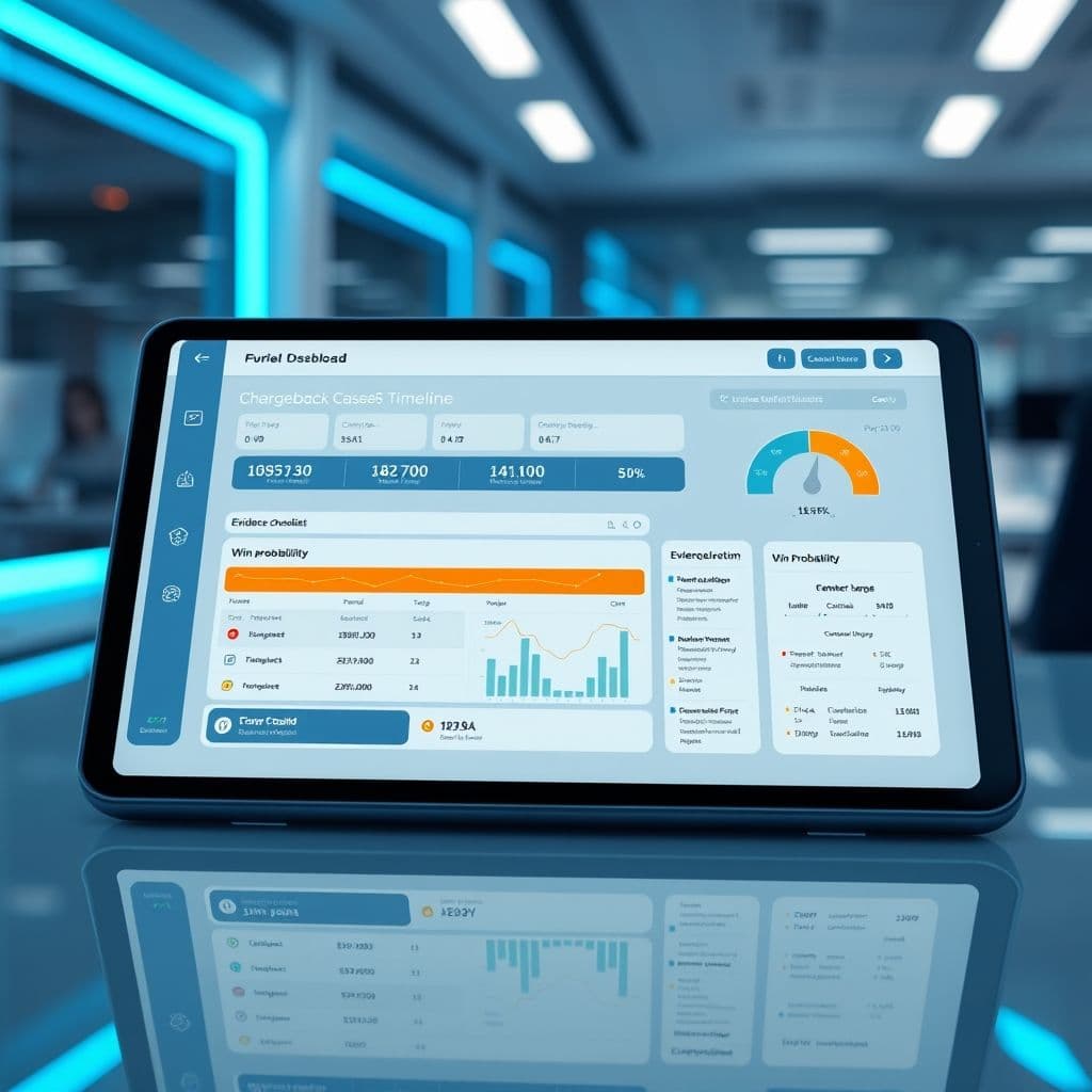 Conceptual interface of chargeback management SaaS dashboard