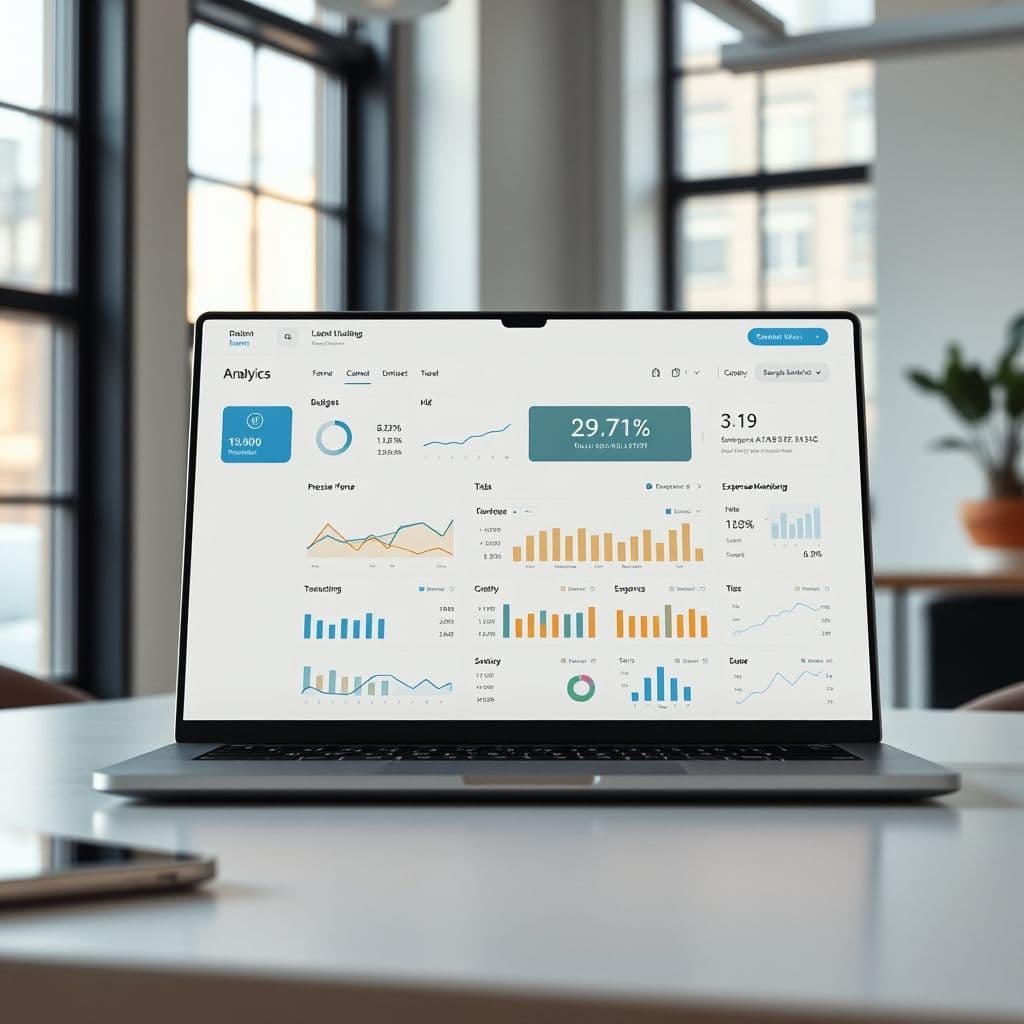 A sleek dashboard showing cash flow trends and financial health metrics.