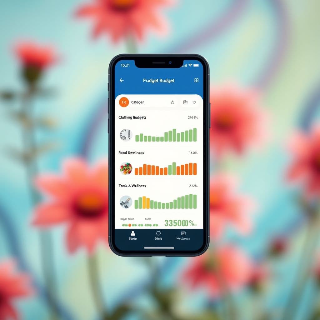 Conceptual interface of weight loss budgeting app showing expense tracking.