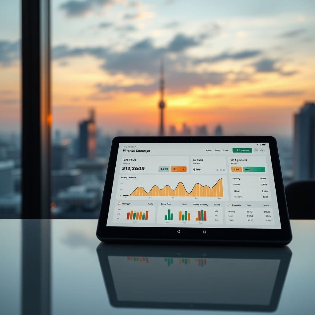 Conceptual interface of a financial management dashboard.