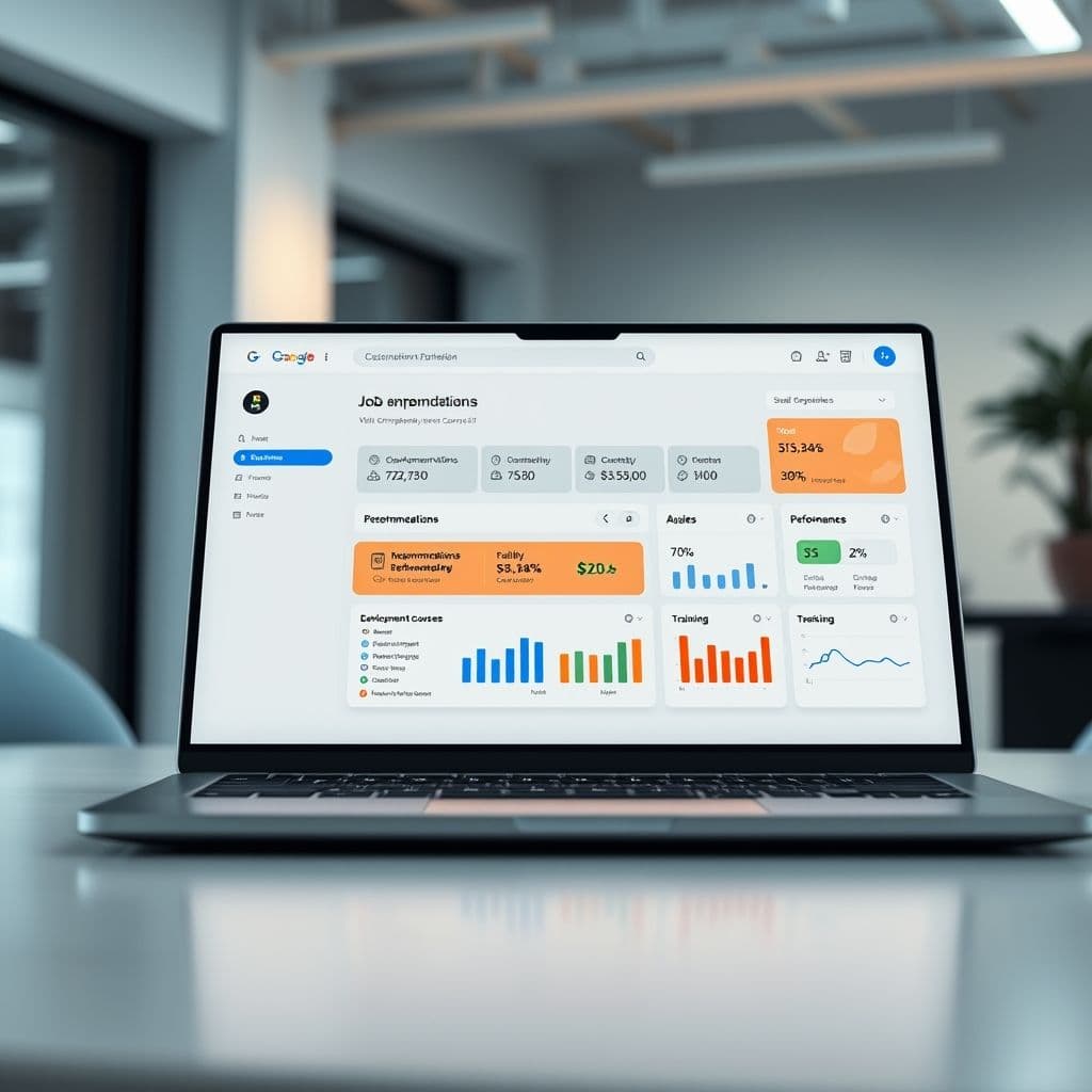 Conceptual interface of a SaaS platform showing job recommendations and training paths.