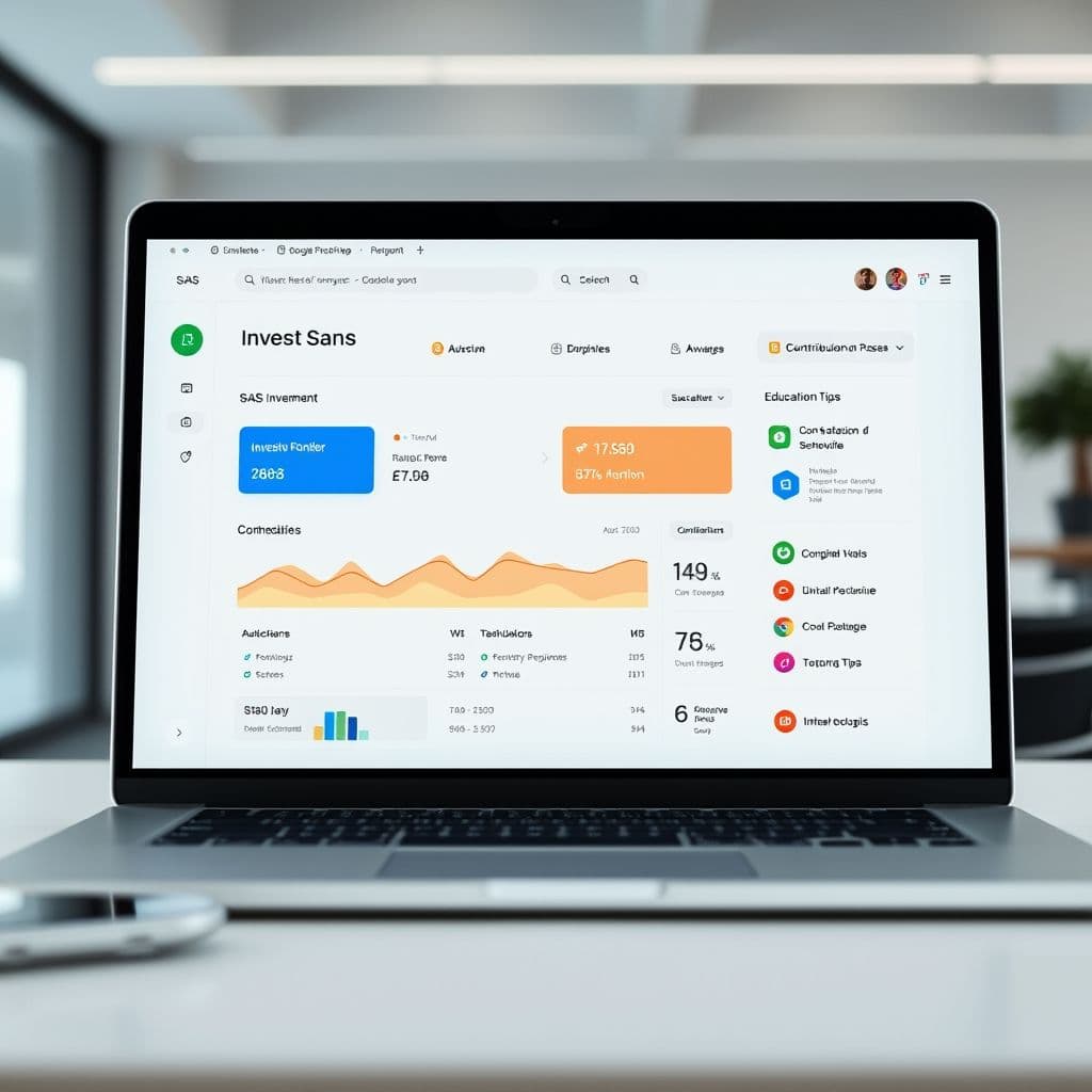 A sleek dashboard of the hypothetical SaaS platform showing investment progress.