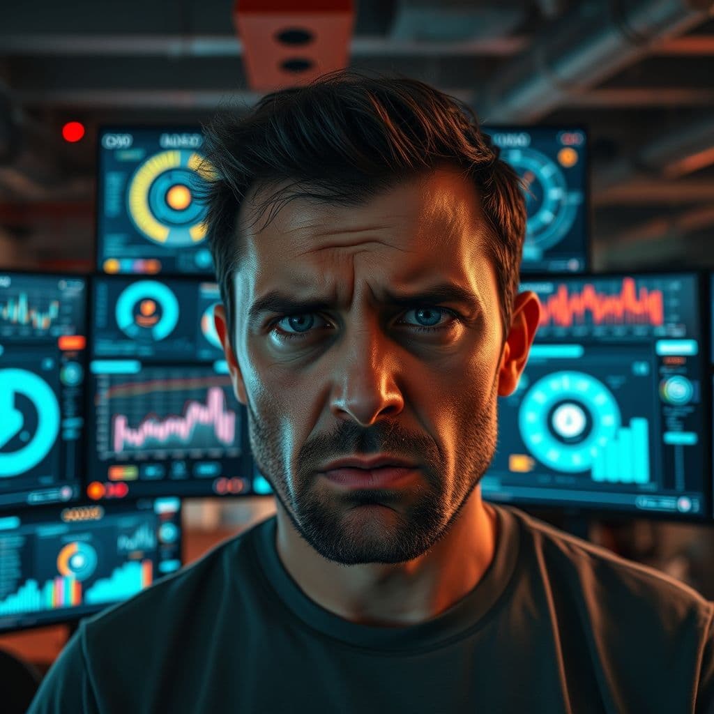 Frustrated learner struggling with AI automation tools.