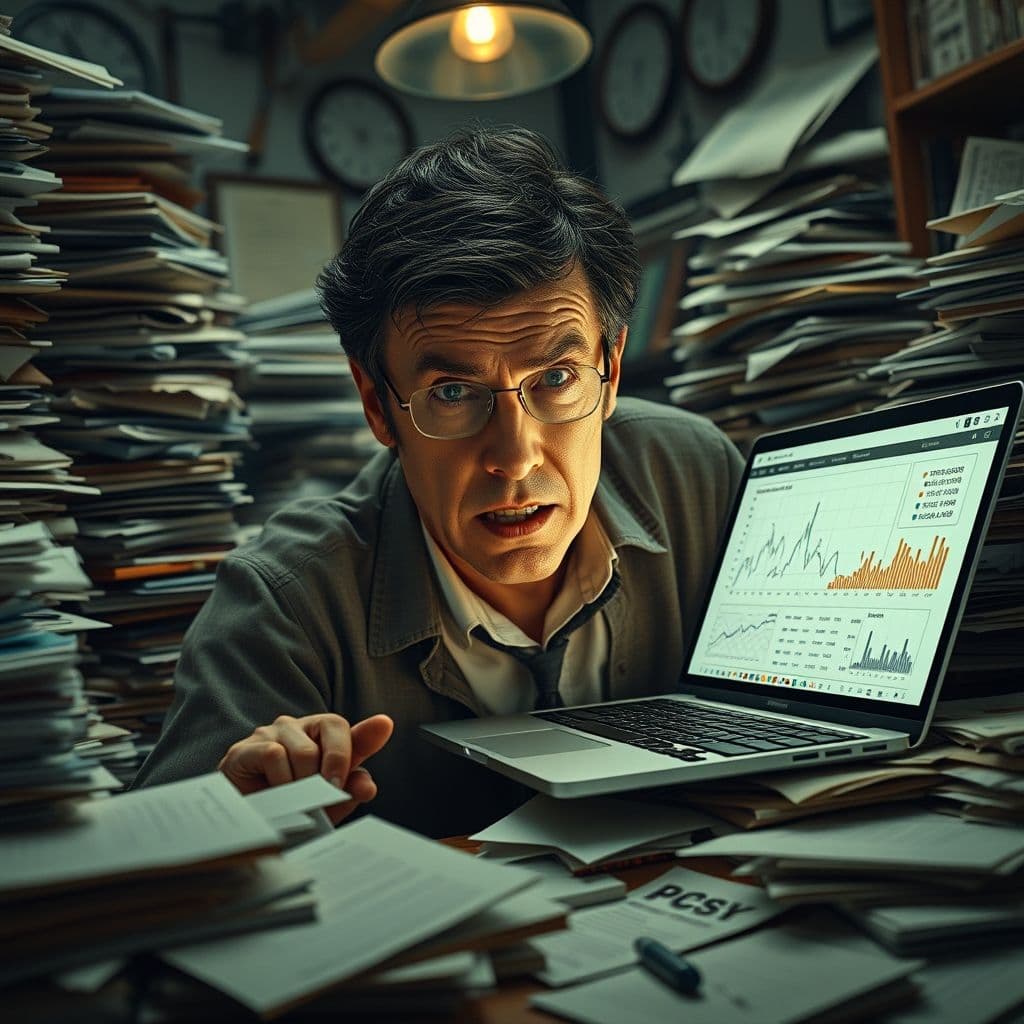 Entrepreneur struggling with business planning and market research