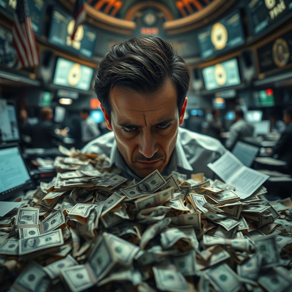 Visual representation of financial confusion and scattered money management