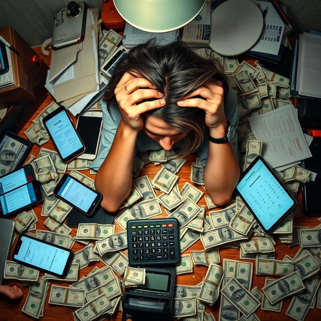 Visual representation of side hustle chaos and disorganization